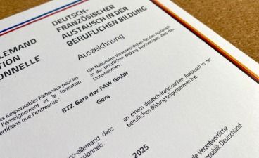 Internationales Austauschprogramm Foto: Ausschnitt der Teilnahmebescheinigung am internationalen Austauschprogramm mit der Partnerstadt Lillet.